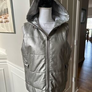 J. Society Metallic Silver Hooded Vest